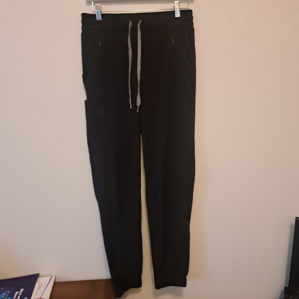 WonderWink RENEW Womens Modern Fit Scrub Joggers Black Small Petite Drawstring
